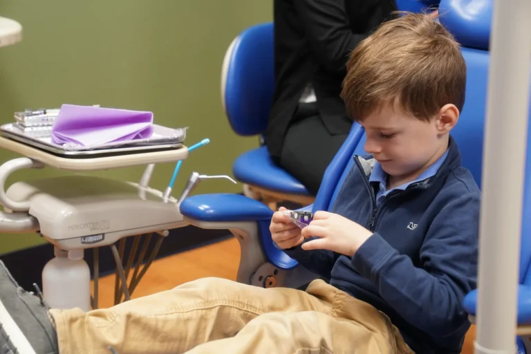 Boy in dental chair